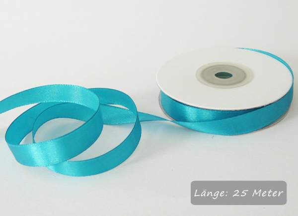 Satinband türkis, Rolle 12mm breit, 25m lang