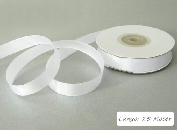 Satinband weiß, Rolle 12mm breit, 25m lang, siehe Art. 451401