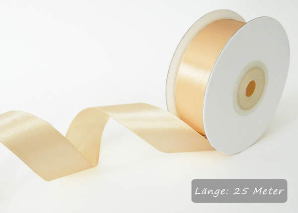 Satinband creme, Rolle 25mm breit, 25m lang