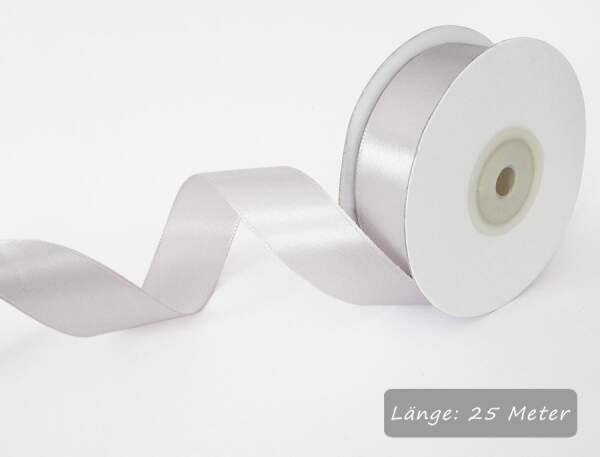 Satinband helles silber, Rolle 25mm breit, 25m lang