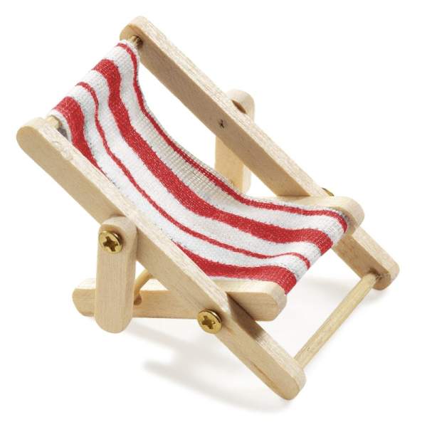 Liegestuhl mini rot-weiß, 5 x 3,5 cm