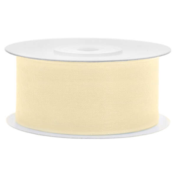Chiffonband hellcreme, Rolle 38mm breit, 25m lang
