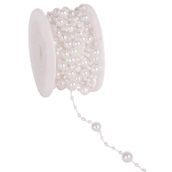 Perlenband weiß, Rolle mit 10 m