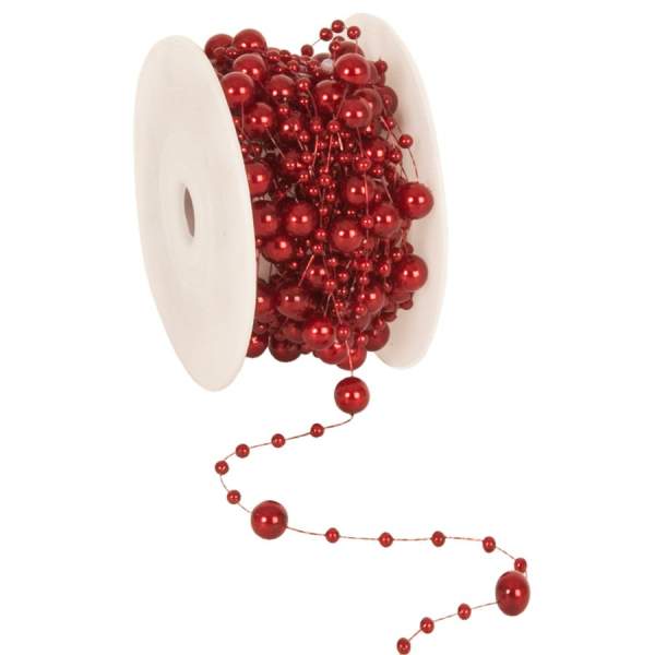 Perlenband weinrot, 1 Rolle mit 10 m