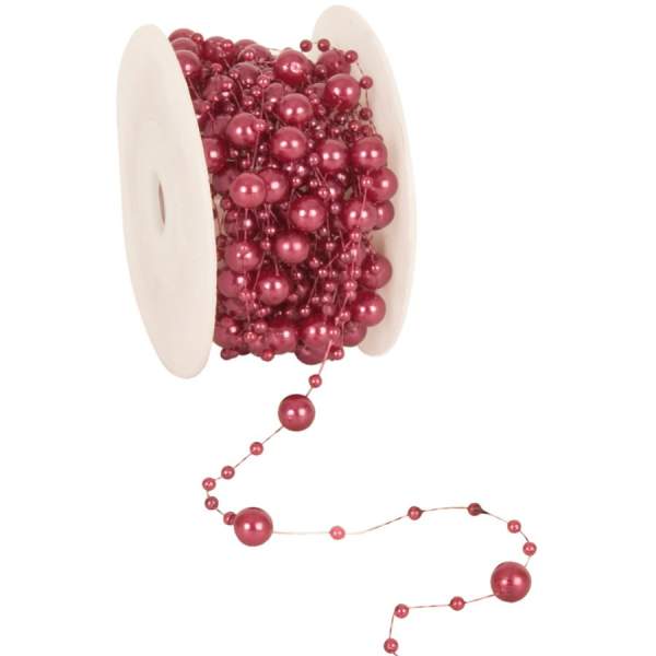 Perlenband bordeaux, 1 Rolle mit 10 m