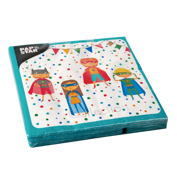 Papierservietten Wimpelkette Superhelden 3-lagig, 33x33 cm, 20 Stück Superheld/in