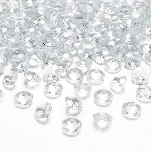Diamanten transparent 100 Stück aus Acryl, Ø 1,2 cm