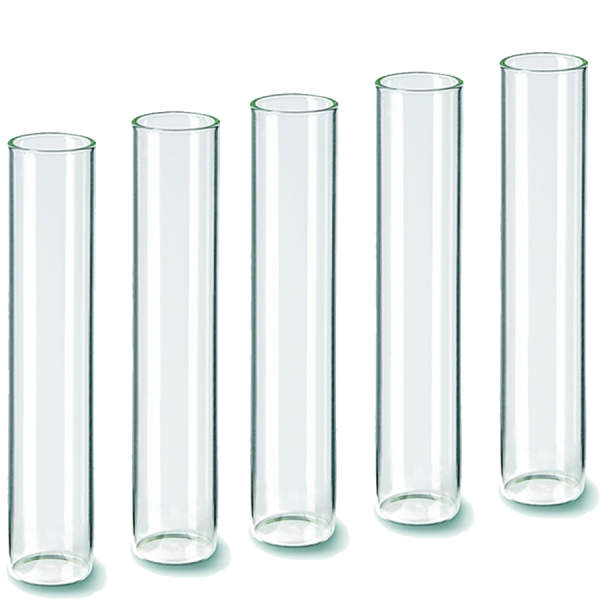 Reagenzglas stehend, 5 Stück mit Flachboden Ø 3 cm x 15 cm