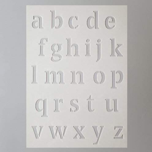 Buchstaben Schablone Kleinbuchstaben, Stencil, 26-teilig DIN A 5 Schablonen