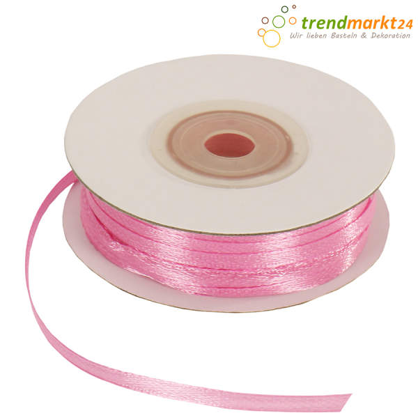 Satinband rosa 3mm, Rolle, 50m lang