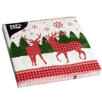 Papierservietten Motivservietten Weihnachten Hirsche rot,...