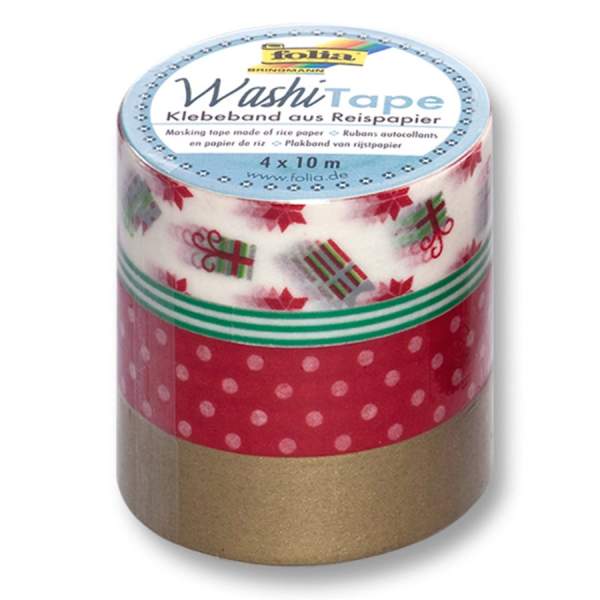 Washi Tape Weihnachten Set - Dekoband, selbstklebend aus Papier