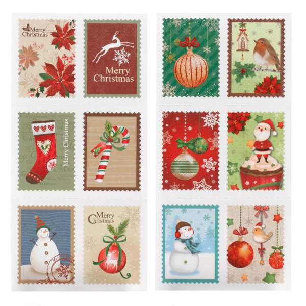 Sticker Weihnachten, 36 Briefmarkenaufkleber, Briefmarkensticker