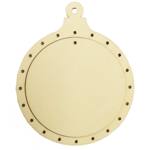 Fadenflechtmotiv Weihnachtskugel Holzscheibe 1 Stück