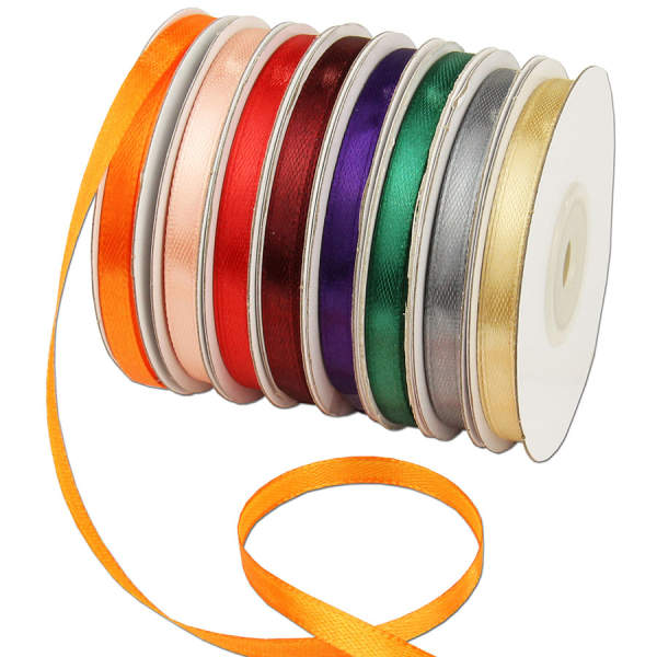 Satinbänder bunt Set 8 Rollen Satinband je 6mm breit, 25m lang Satinband 6mm