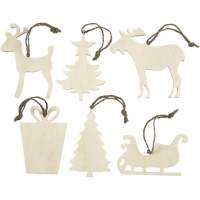 Weihnachtsanhänger Holz Holzhänger Holzdeko Set...