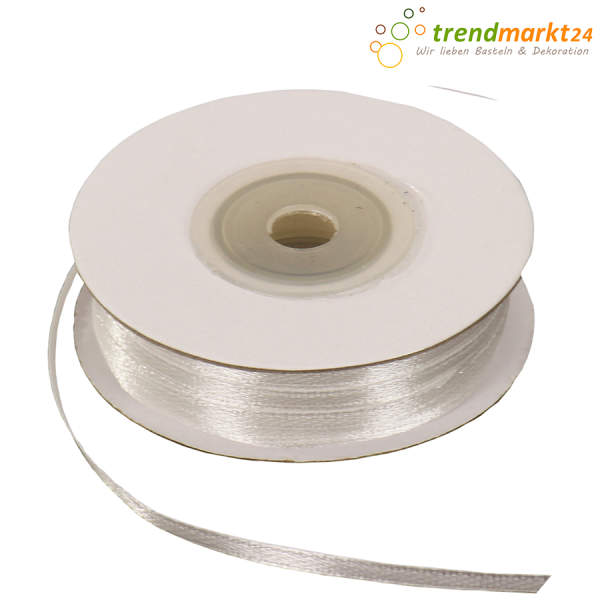 Satinband weiß 3mm, 50m lang