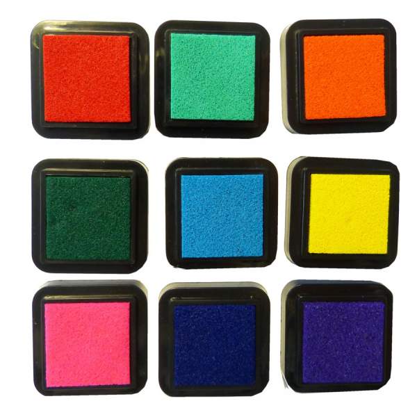 Stempelkissen 9 Stück klein, je 2,4 x 2,4 cm
