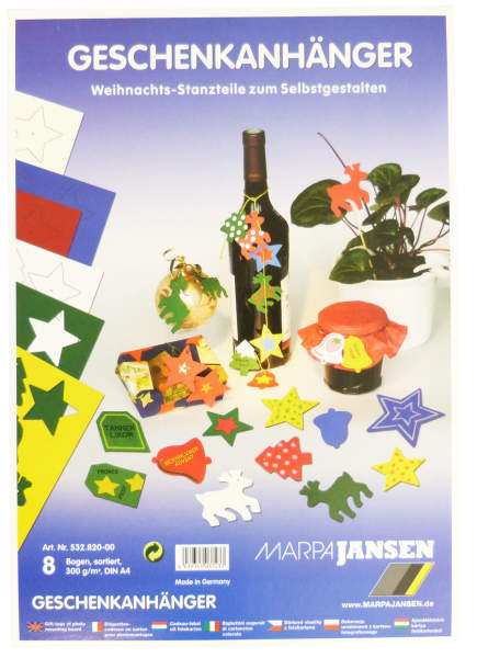 Bastelpackung Geschenkanhänger Weihnachtsmotive, 104 Stanzteile
