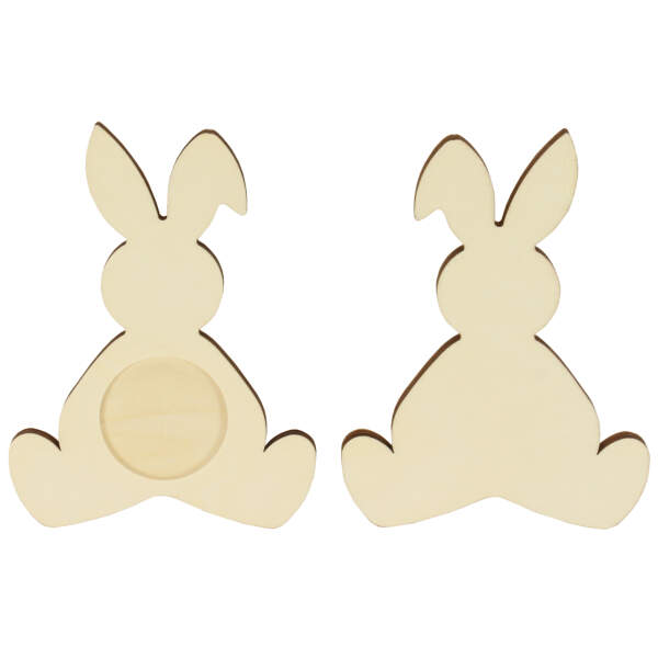 Teelichthalter Hase mit Vertiefung, 10,2 x 14,2 cm, Sperrholz,1 Stück