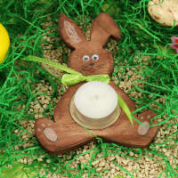 Teelichthalter Hase mit Vertiefung, 10,2 x 14,2 cm, Sperrholz,1 Stück