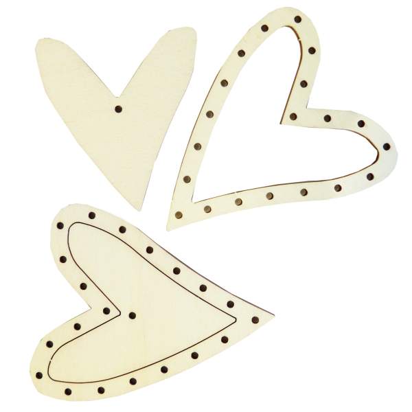 Flechtmotiv schiefes Herz Holzherz 1 Set, 10 cm 4 mm dick günstige Staffelpreise
