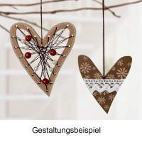 Flechtmotiv schiefes Herz Holzherz 1 Set, 10 cm 4 mm dick...