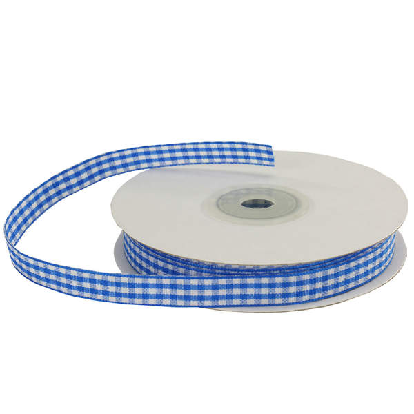 Karoband blau weiß 10mm x 25m 1 Rolle Dekoband Karo Band