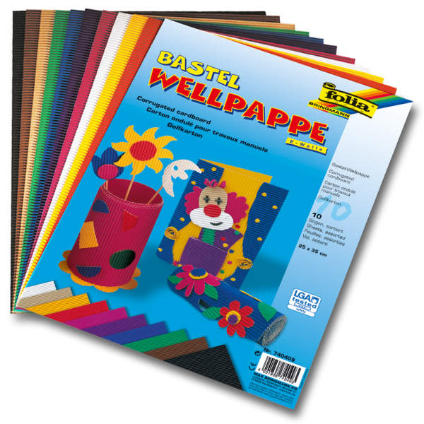 Bastel Wellpappe farbig, 10 Blatt, 25x35 cm, E-Welle