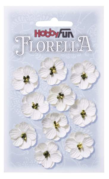 Florella Blüten aus Maulbeerpapier weiß, 2,5 cm, 10 Stück