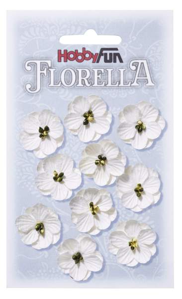 Florella Blüten aus Maulbeerpapier weiß, 2,5 cm, 10 Stück