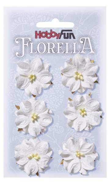 Florella Blüten aus Maulbeerpapier weiß, 3,5 cm, 6 Stück