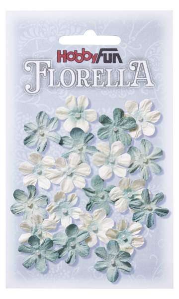 Florella Blüten aus Maulbeerpapier hellblau 2 cm, 20 Stück