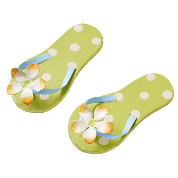 Flip Flops groß grün mit Punkten, 1 Paar, 6 x 3 cm