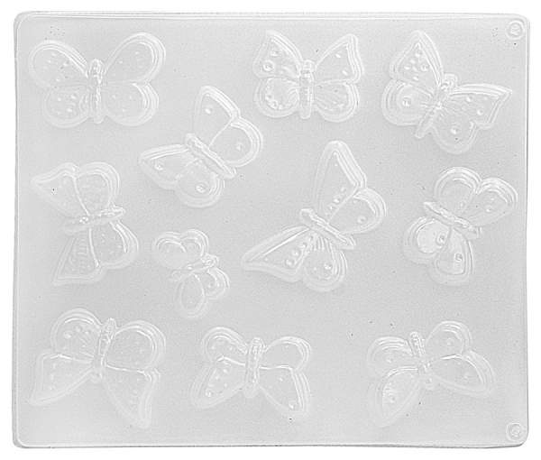 Gießform Schmetterlinge 1 Platte mit 11 Stück, 3,5 - 6,5 cm groß, Kunststofff