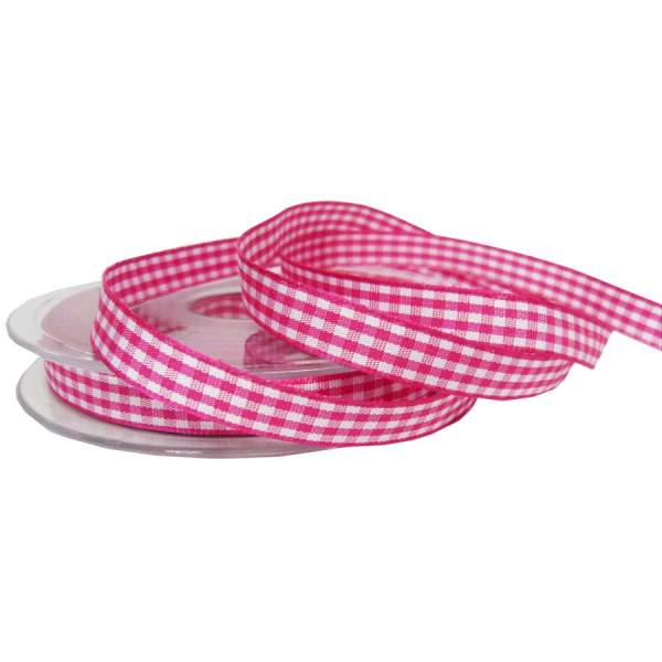 Karoband Vichy pink weiß Rolle 10mm x 25m