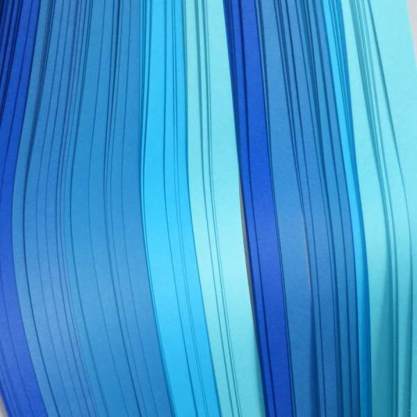 Quilling Streifen Blautöne, 5mm x 48cm, 100 Stück, 130 g/m²