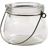 Teelichtglas mit Henkel, 1 Stk. Glaslaterne bauchig, 6,5...
