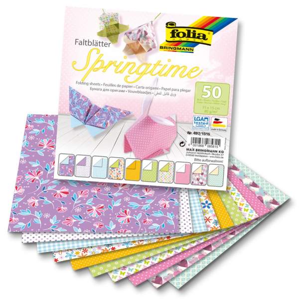 Faltblätter Springtime 50 Blatt, 15x15 cm, 80 g/m²
