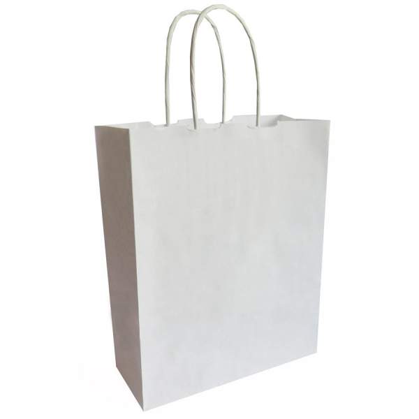 Papiertragetasche weiß 6er Pack mit Kordelgriff 18x22 cm Papiertüten