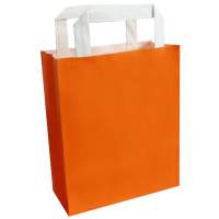 Papiertragetasche orange 6er Pack mit Flachhenkel 18x22 cm