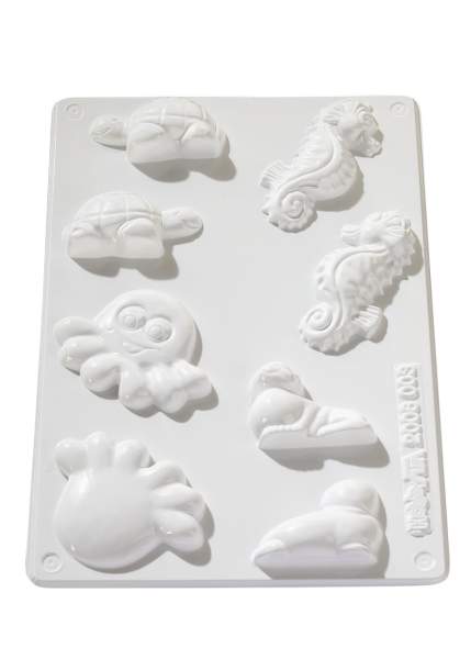 Gießform Seife 3D maritim Meerestiere 24,2 x 16,7 cm, aus Kunststoff