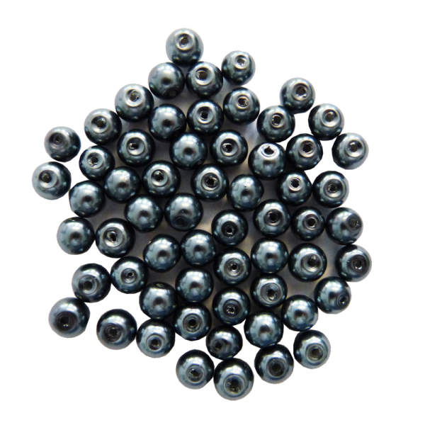 Glaswachsperlen 6 mm hämatit, 60 Stück, ca. 15 g