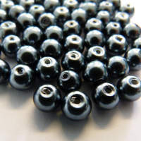 Glaswachsperlen 6 mm hämatit, 60 Stück, ca. 15 g