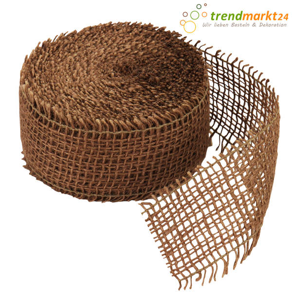 Juteband braun Gitterband Rupfenband Rolle 10 m lang 5 cm breit