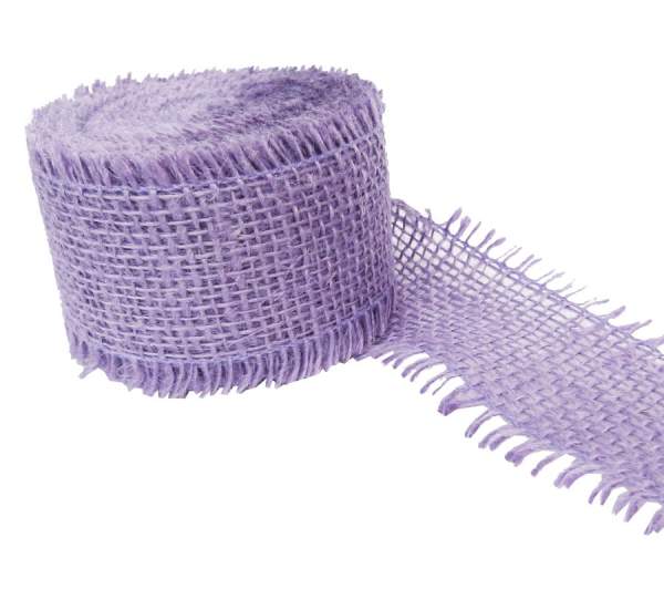 Juteband lavendel Gitterband Rupfenband Rolle 10 m lang, 5 cm breit