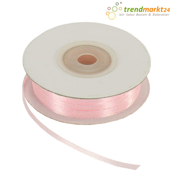 Satinband hellrosa, Rolle 3mm breit, 50m lang