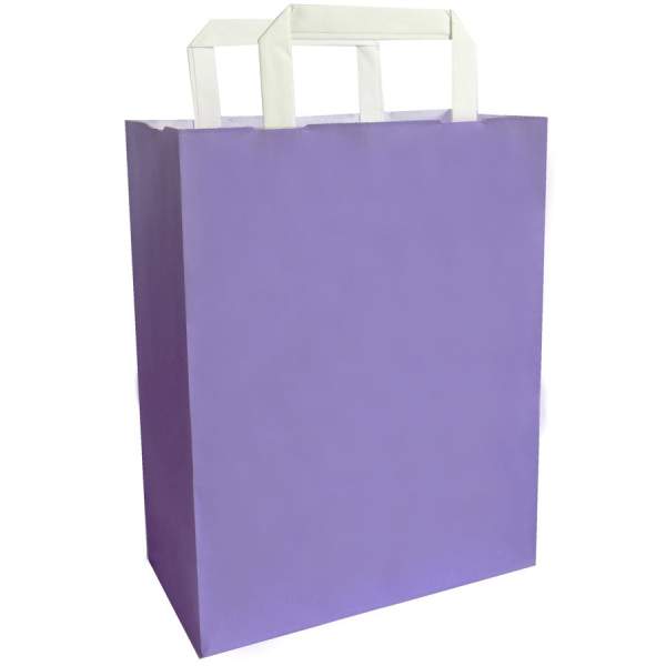 Papiertragetasche lila violett 6er Pack mit Flachhenkel 18x22 cm