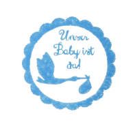 Stempel Unser Baby ist da! Ø 3 cm, 3,4 cm hoch
