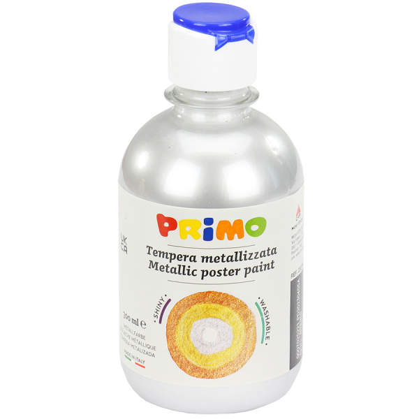 Temperafarbe Metallic silber 300ml Flasche Plakatfarbe Glanzfarbe